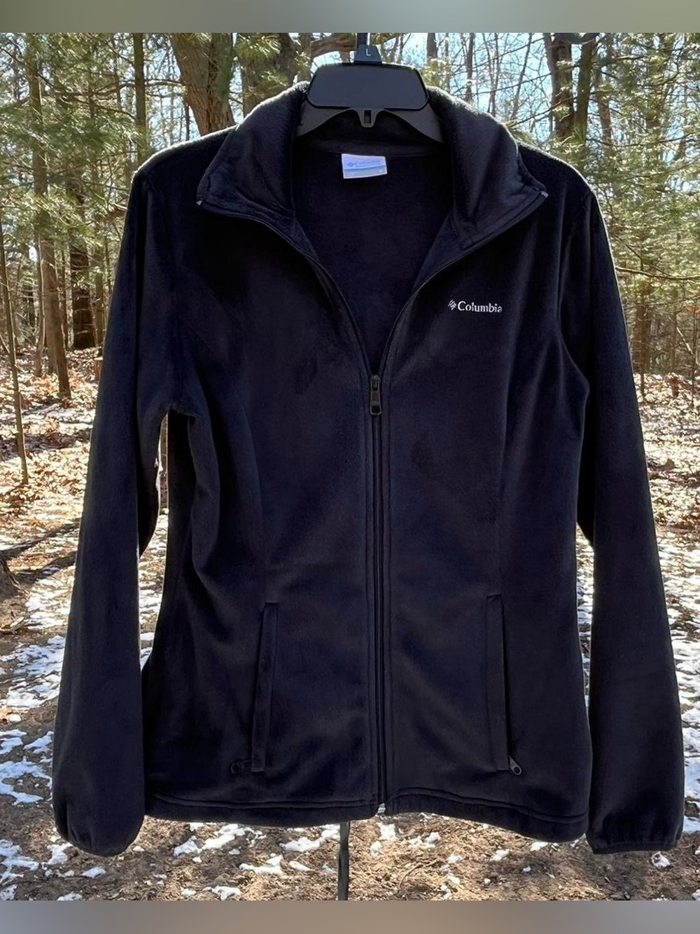 Columbia Fleece Zip-Up Jacket Size M Black Granola Gorpcore Outdoor Fall